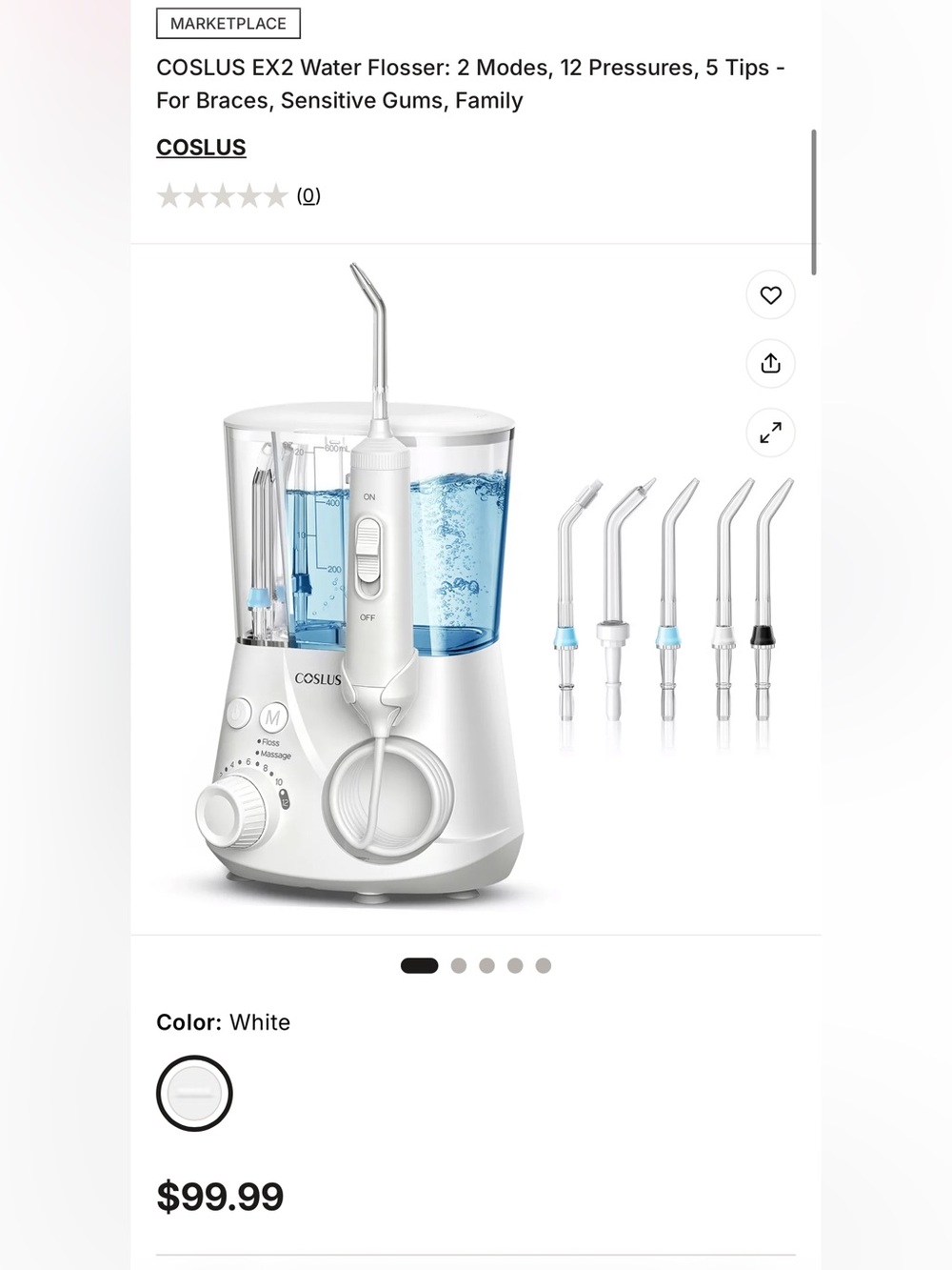 🦷 NWT Coslus EX2 Water Pick ‘Oral Irrigator’ Flosser 600 ml tank  Sealed Box 🦷